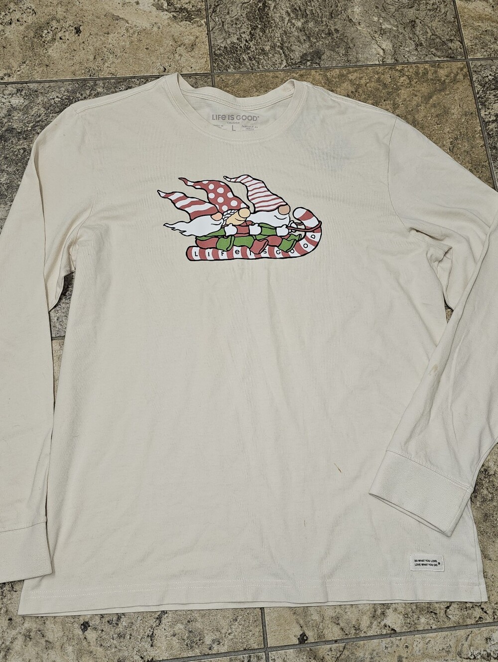 Life is Good Crusher Tee Gnome Toboggan Men's Large